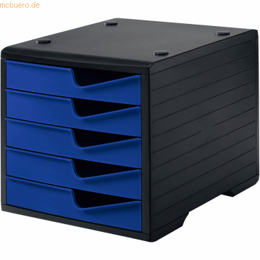 Styro Schubladenbox styroswingbox 5 Schübe schwarz/blau