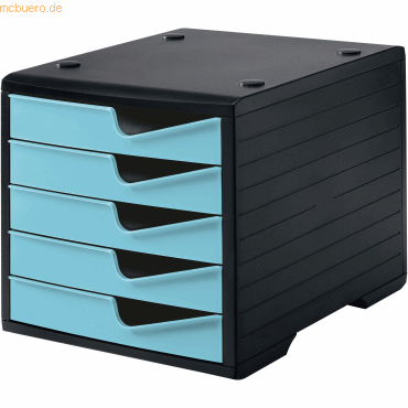 Styro Schubladenbox styroswingbox 5 Schübe schwarz/aqua
