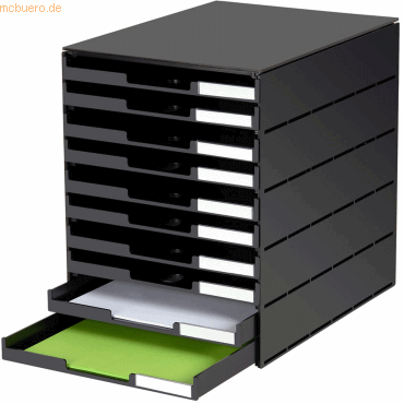 7612176102100 - Schubladenbox styroval USM 10 Schubladen offen schwarz schwarz