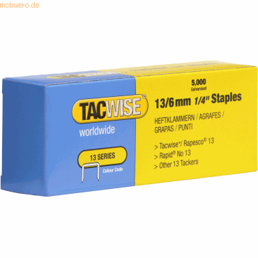 Tacwise Heftklammern 13/6mm verzinkt VE=5000 Stück