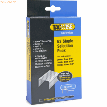 Tacwise Heftklammern Multipack 53 verzinkt 53/6, 53/8, 53/10 VE=je 200