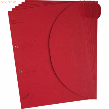 3770001624068 - Dokumentenmappe TARIFOLD Smartfolder Format A4 für bis zu 80 Blatt Karton rot 6 Stück