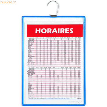 3377991544019 - 5 x Sichttafel A4 hoch mit Haken blau 5 Stück