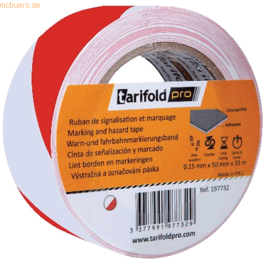 3377991977329 - Bodenmarkierungsband Warnfarben 50mmx33m rot weiß