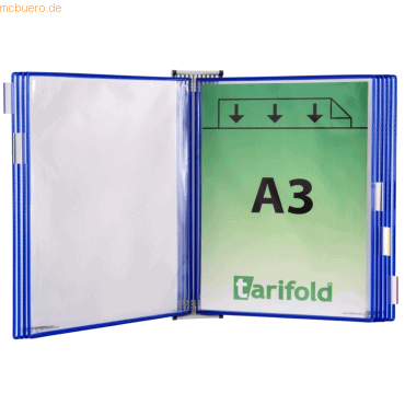 Tarifold Wandsichttafelsystem A3 grau Metall mit 10 Sichttafeln blau