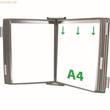 Tarifold Wandsichttafelsystem A4 grau Metall mit 10 Sichttafeln grau