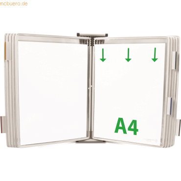 Tarifold Wandsichttafelsystem A4 grau Metall mit 10 Sichttafeln weiß