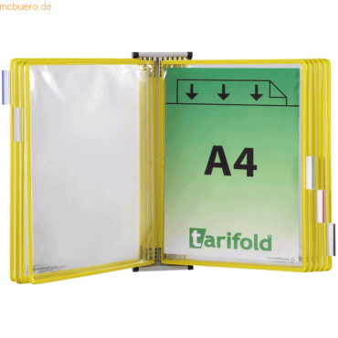 Tarifold Wandsichttafelsystem A4 grau Metall mit 10 Sichttafeln gelb