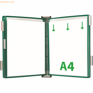 Tarifold Wandsichttafelsystem A4 lichtgrau inkl. 5 Sichttafeln grün