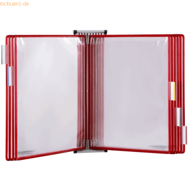 Tarifold Wandsichttafelsystem A5 grau Metall mit 10 Sichttafeln rot