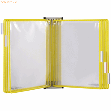 Tarifold Wandsichttafelsystem A5 grau Metall mit 10 Sichttafeln gelb