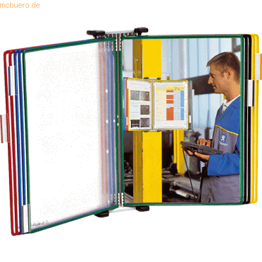 Tarifold Wandsichttafelsystem A5 grau Metall mit 10 Sichttafeln farbig