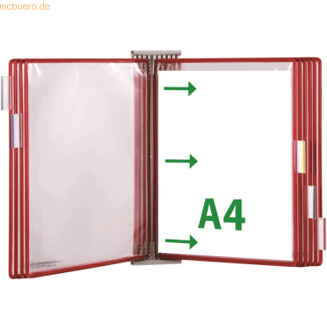 3377994271035 - tarifold Wand-Sichttafelsystem 427103 DIN A4 rot mit 10 St Sichttafeln