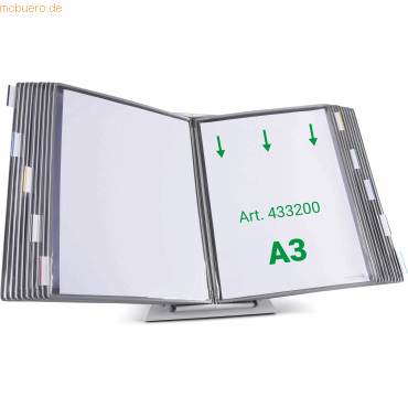 Tarifold Wandsichttafelsystem Pult A3 grau Metall mit 20 Sichttafeln A