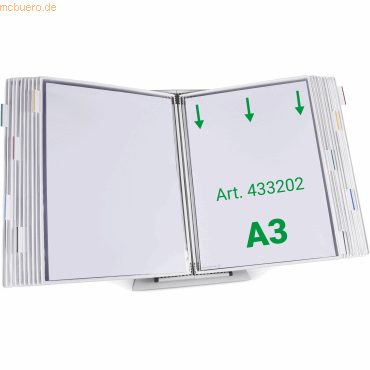 Tarifold Wandsichttafelsystem Pult A3 grau Metall mit 20 Sichttafeln A