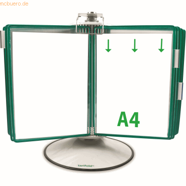 Tarifold Sichttafelständer A4 grau Metall mit 50 Sichttafeln grün