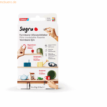 4063565069147 - Sugru - gelb grün blau grau pink orange braun rot 8er Pack - Formbarer Allzweckkleber - starker Allzweck-Klebstoff - mehrfarbig - Tesa 4063565069147 - Sugru - gelb grün blau grau pink orange braun rot 8er Pack - Formbarer Allzweckkleber - starker Allzweck-Klebstoff - mehrfarbig - Tesa