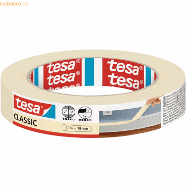 16 x Tesa Maler-Kreppband Classic 50m:19mm beige
