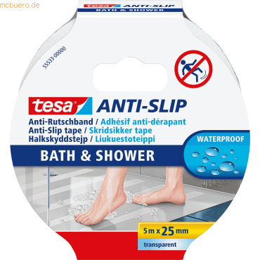 6 x Tesa Anti-Rutschband Bad & Dusche 5mx25mm transparent