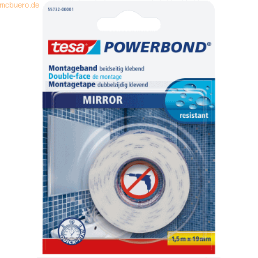 12 x Tesa Montageband Powerbond Spiegel 19mmx1,5m