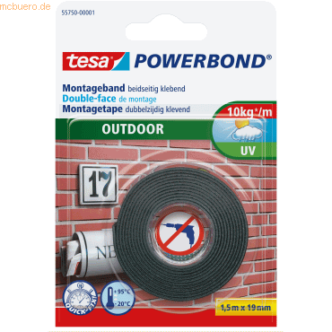 12 x Tesa Montageband Powerbond Outdoor 19mmx1,5m