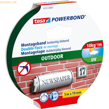 10 x Tesa Montageband Powerbond Outdoor 19mmx5m