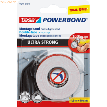 12 x Tesa Montageband Powerbond Ultra Strong 19mmx1,5m