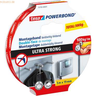10 x Tesa Montageband Powerbond Ultra Strong 19mmx5m