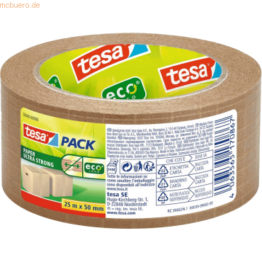 Tesa Packband tesapack ultrra strong ecoLogo 50mmx25m Papier braun