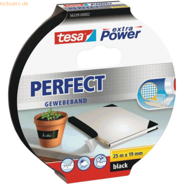 4042448044310 - TESA 56339 SW - Gewebeband tesa extra Power® Perfect 25 m x 19 mm schwarz