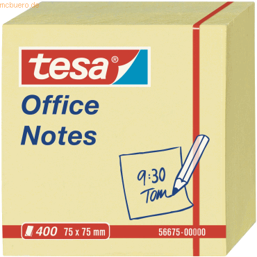 Tesa Haftnotizen tesa Office Notes Würfel 75x75mm 400 Blatt gelb