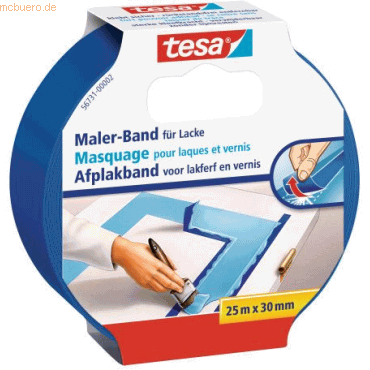 4042448150516 - Malerband für Lacke 25 m x 30 mm blau Kreppband - Tesa