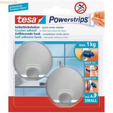 4042448392879 - 6 x Klebehaken Powerstrips S Edelstahl Rund VE=2 Stück