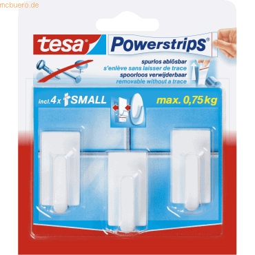 6 x Tesa Powerstrips Haken Small Classic weiß VE=3 Stück