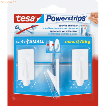 6 x Tesa Powerstrips Haken Small Trend weiß VE=3 Stück