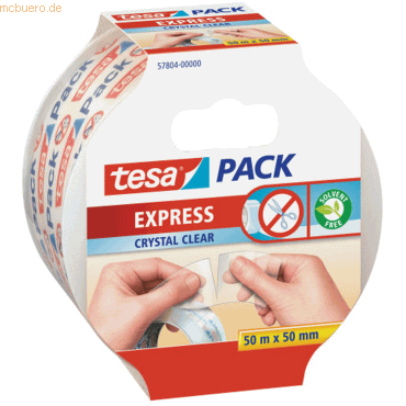 6 x Tesa Packband tesapack Express Crystal Clear 50mx50mm