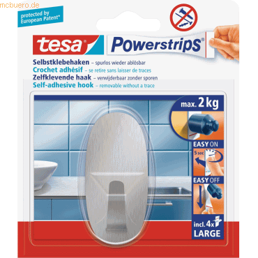 4042448392862 - 6 x Klebehaken Powerstrips L Edelstahl Oval 4042448392862 - 6 x Klebehaken Powerstrips L Edelstahl Oval
