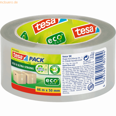 Tesa Packband tesapack eco & Ultra strong ecoLogo 66m x 50mm transpare