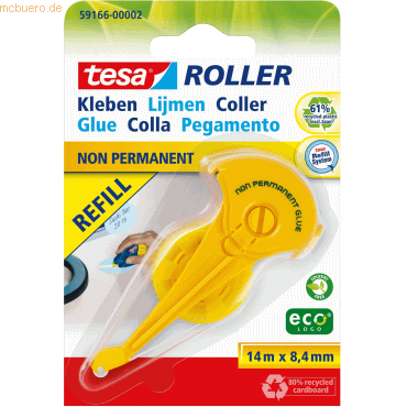 5 x Tesa Kleberoller tesa Roller ecoLogo Nachfüllkassette 8,5mmx14m no