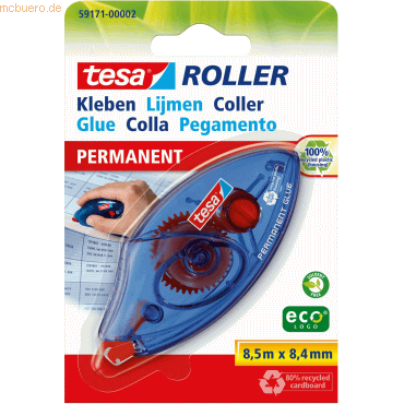 5 x Tesa Kleberoller tesa Roller ecoLogo 8,4mmx8,5m permanent (Blister