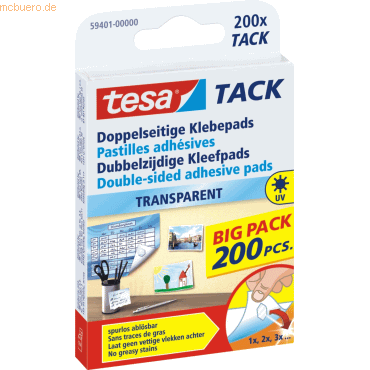 15 x Tesa Klebepads Tack doppelseitig transparent VE=200 Stück