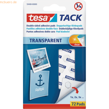 20 x Tesa Klebepads Tack transparent VE=72 Stück