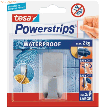 6 x Tesa Powerstrips Haken Zoom Waterproof Metall VE=1 Stück