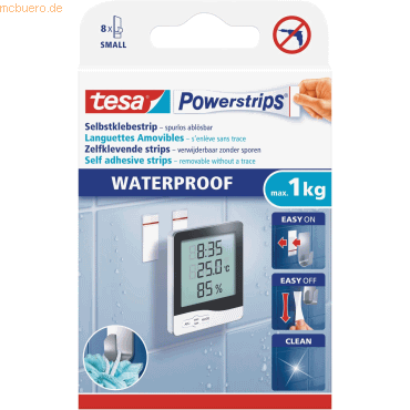 15 x Tesa Powerstrips Waterproof Small bis 1kg weiß VE=8 Stück