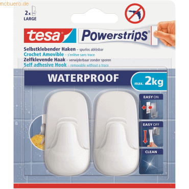 6 x Tesa Klebehaken Powerstrips L Kunststoff weiß Tragfähigkeit 2kg wa