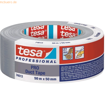 Tesa Reparaturband Duct Tape Pro 50mm x 50m mattsilber