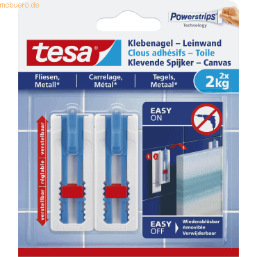 8 x Tesa Klebenagel Leinwand für Fliesen & Metall 2kg/Nagel VE=2 Stück