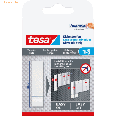 15 x Tesa Klebestreifen für Tapeten und Putz (1kg) 6 Streifen weiß