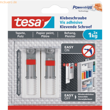 6 x Tesa Klebeschraube für Tapeten und Putz (1kg) verstellbar VE=2 Stü