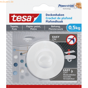 6 x Tesa Deckenhaken Tapeten & Putz 0,5kg